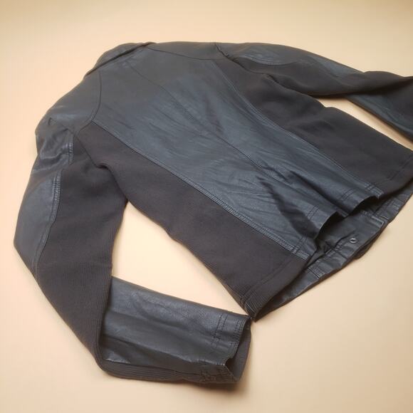 RD Style Womens Moto Biker Jacket Crop Faux Leather Zip Small Stretchy Collard - Picture 8 of 11